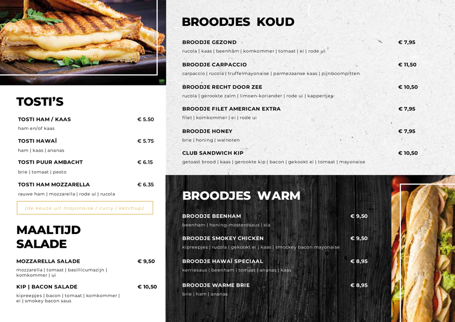 Onze nieuwe menukaart Onze nieuwe menukaart